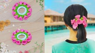 How to crochet scrunchie flower | Móc dây cột tóc hoa chuông