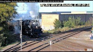 UP4014 Big Boy Arriving and Departing Rochelle, Il