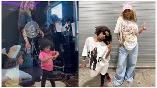 Ciara in studio with her girls and family time
