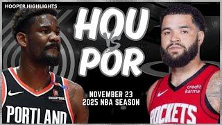 Portland Trail Blazers vs Houston Rockets Full Game Highlights | Nov 23 | 2025 NBA Season