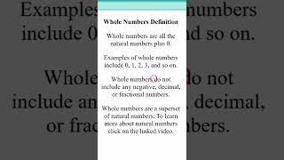 Whole Numbers Definition