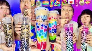 Rainbow Boba Emoji Food Challenge ASMR Compilation! Bubble tea Kuromi (Part4)