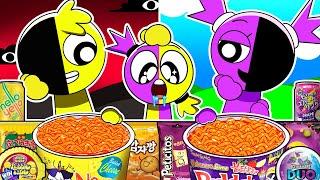 INCREDIBOX SPRUNKI - Kiki and Bouba Family Convenience Store Yellow Purple Food Mukbang Animation