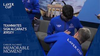 Carlos Alcaraz Has Teammates Sign His Jersey | Laver Cup 2024