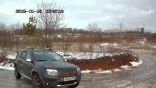Дастер в январе на гололеде