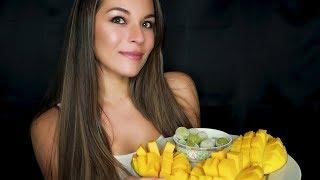 ASMR Mukbang - Eating juicy mangoes and grapes + soft spoken/whispered ramble