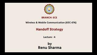 Wireless & Mobile Communication | Handoff Strategy| AKTU Digital Education