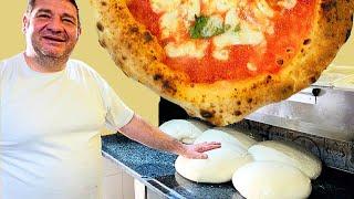 Salvatore, a Neapolitan pizza chef, shows us how to make Neapolitan pizza dough in Rome, Italy