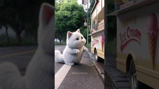 The cat wants to eat ice cream #shorts #cat #funny #cute #kitten