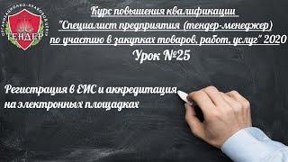 Урок № 25  Регистрация в ЕИС и аккредитация на электронных площадках