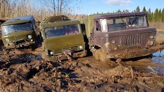 Российские ГРУЗОВИКИ на БЕЗДОРОЖЬЕ. Много грязи. OFFroad 4x4. Шишига, Камаз, УАЗ Буханка