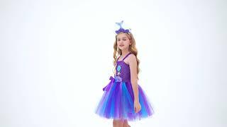 Amzbarley Mermaid Tutu Dress Girls Halloween Birthday Party Role Play Costume Princess Mermaid Dress