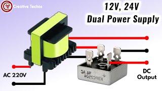 how to make Dual Power Supply AC To DC 12 volt, 24 volt