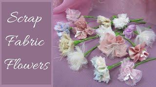 Scrap Fabric Flowers, no sewing, no glue