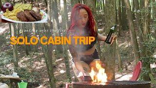 solo cabin trip! come do some vegan cooking over the fire with me! ️‍