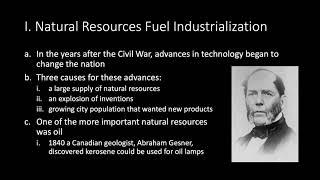 I. Natural Resources Fuel Industrialization