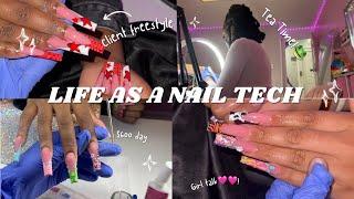 LIFE AS A NAIL TECH VLOG 🩷 $600 DAY, TEA TIME  , GIRL TALK + MORE🩷