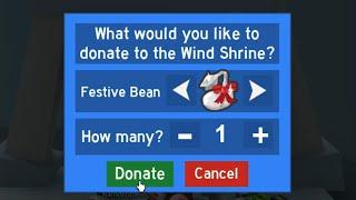 Donating a Festive Bean to The Wind Shrine! | Bee Swarm Simulator