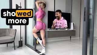 [4KKate Leksa]️Messi Inter Miami uniform | Try On Haul Bodyart Bodysuit Transparent See Through