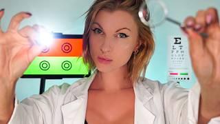 ASMR EYE Exam Comprehensive 1 hour long , Lens fitting, Light tests, colour tests