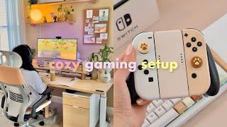 My Cozy Gaming Desk Setup | Nintendo Switch Accessories, PC Gaming Setup, Ultrawide Gaming