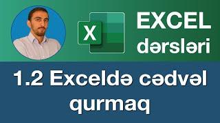 Excel dərsləri - 1.2.Exceldə cədvəl qurmaq 2024 | Excelde cedvel qurmaq | Excelde tablo oluşturma