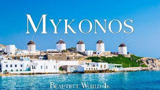 FLYING OVER MYKONOS GREECE 4K UHD - Relaxing Music With Beautiful Natural Landscape - Amazing Nature