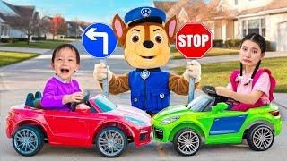 BooTiKaTi Become PAW Patrol Officer Teaching Kids Traffic Safety and No Speeding Lesson When Driving