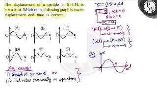 The displacement of a particle in S.H.M. is \( \mathrm{P} \) \( \mathrm{x}=\mathrm{asin} \omega ...