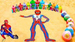 How to make Spiderman Skeleton with Orbeez & Big Toothpaste Eruption and Fanta, Coca Cola vs Mentos