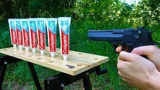 EXPERIMENT: GUN VS TOOTHPASTE