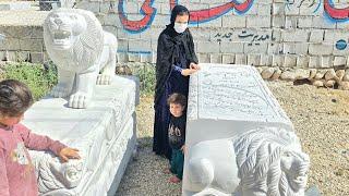 With a broken heart, Narges ordered a tombstone for young Ibrahim