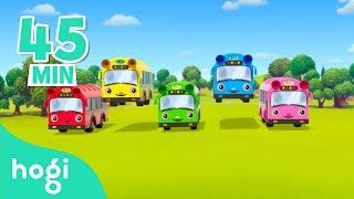 Kids Songs - Five Little Buses Jumping on the Road | Compilation | Rhymes for Kids | Pinkfong & Hogi