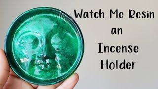 Watch Me Resin a Green Moon Incense Holder | Resin Dirty Pour Art | Crafty Lefty