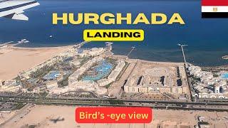 LANDING HURGHADA AIRPORT (Austrian Airlines) | View with names of the hotels | November 2024 |