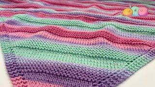 How to Knit a Striped Diagonal Baby Blanket