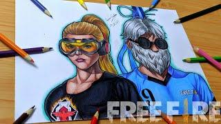 DESENHANDO A SKIN DO RUOK FF E BROKEN GAMING - Dibujando free fire // Gambar Free Fire