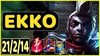 Ekko vs Vi  21/2/14 Legendary Ekko Jungle Carry Plat To Masters