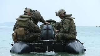 US Marines and JSDF Practice Small Boat Raids on Okinawa