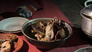 Enjoying dinner (spear fishing)