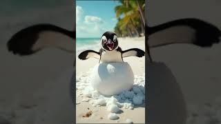 A baby penguin stuck inside a snowball  #ai #cute #cuteanimal #funny #penguin