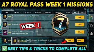 A7 WEEK 1 MISSION  PUBG WEEK 1 MISSION EXPLAINED  A7 ROYAL PASS WEEK 1 MISSION  C6S18 RP MISSIONS