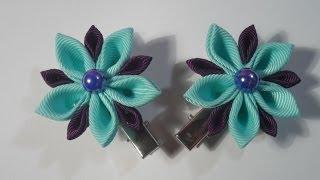 Голубые Незабудки . Заколка Канзаши / Blue Tinkerbell . Pin kanzashi