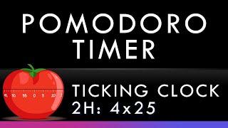 Pomodoro Timer | 2 Hours |  Black Screen | Ticking Clock 