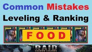 Common Mistakes ~LEVELING & RANKING *FOOD*~ in Raid: Shadow Legends