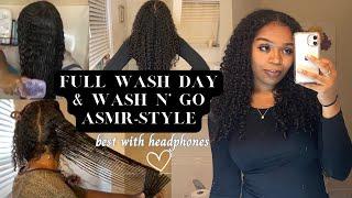 Full Wash Day on 3C Hair + Styling a Wash n' Go (ASMR-STYLE)