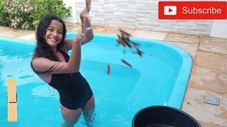 #Desafio Acerte o pregador na #piscina #MARATONA DE FÉRIAS #youtube #brincadeiras |FAMILIA LIMA BR