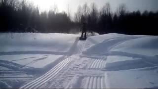 Подготовка лыжной трассы на мотобуксировщике КОЙРА