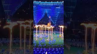 The Hangzhou Asian Games mascots are singing alongside children