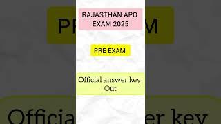 Rajasthan APO exam 2025 official answer key Out #RPSC #Law